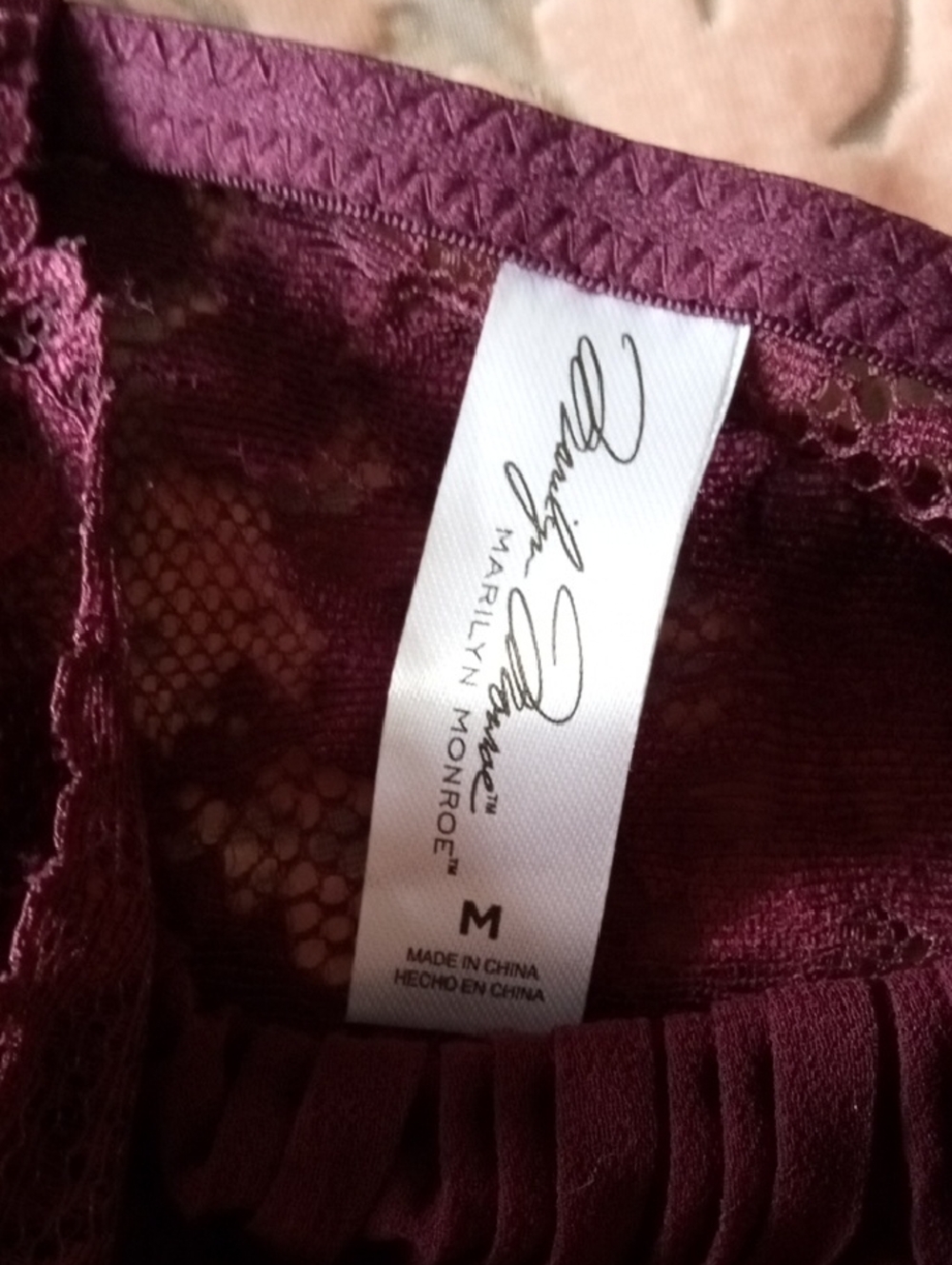 Lace-Trim Satin Pleated Cami & Short Sleep Set - Deep Plum - Picture 2 of 11